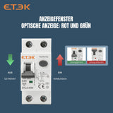 ETEK Electric Fehlerstrom-/Leitungsschutzschalter (FI/LS) RCBO EKL3-40M 6kA