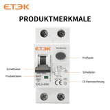 ETEK Electric Fehlerstrom-/Leitungsschutzschalter (FI/LS) RCBO EKL3-40M 6kA