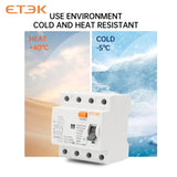 ETEK Electric FI-Schutzschalter Typ B Allstromsensitiv 10kA ETL1-63B – 4-polig für Photovoltaik & Ladestationen